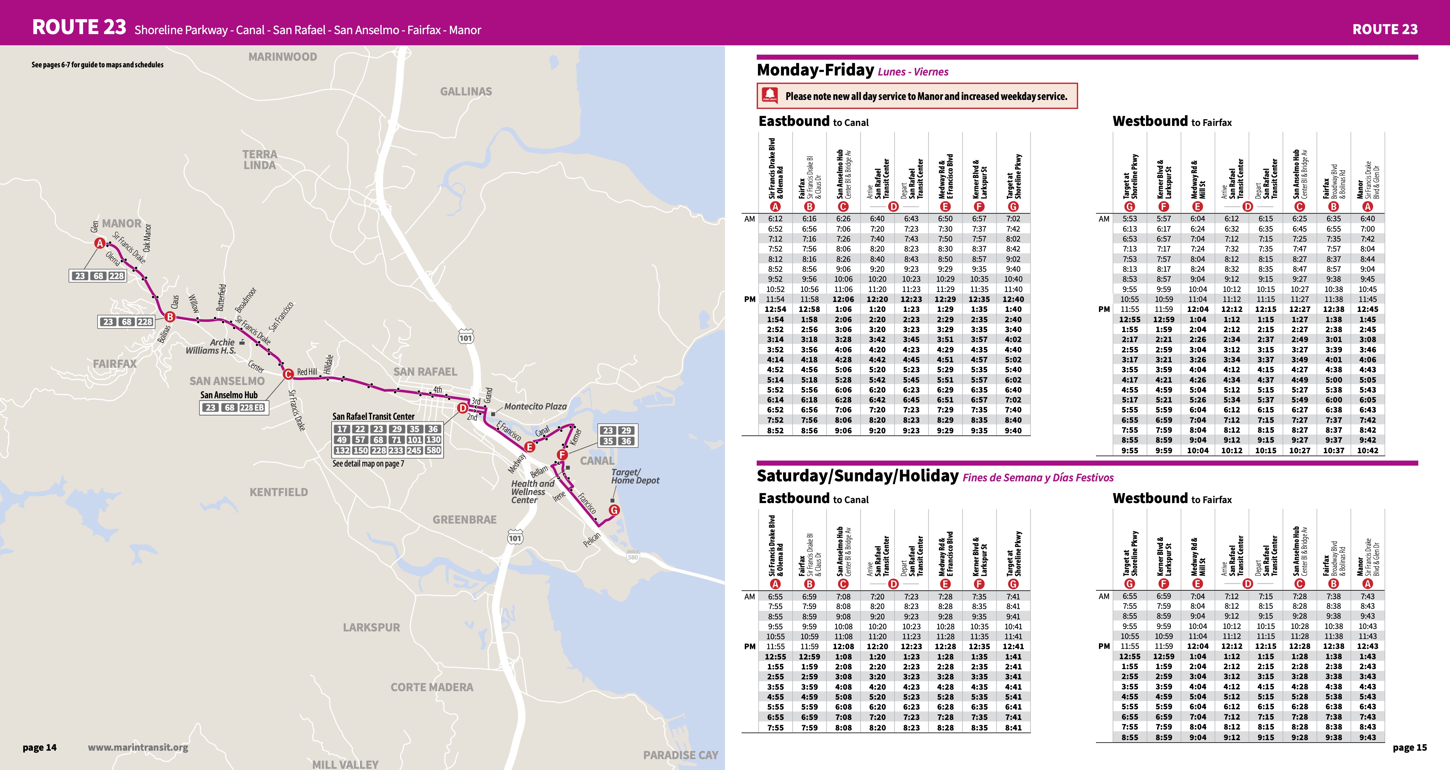 Route 23 New Map and Schedule