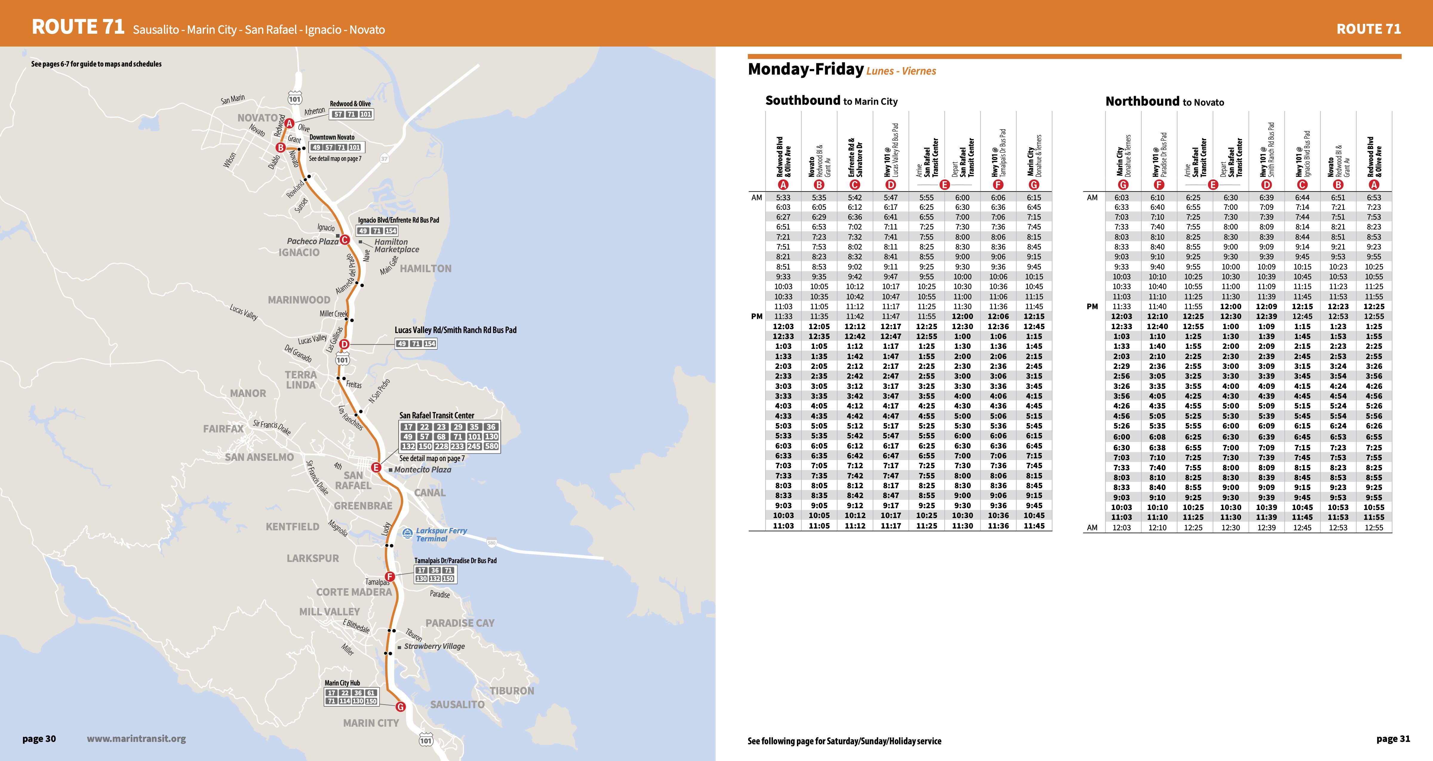 Route 71 New Map and Schedule