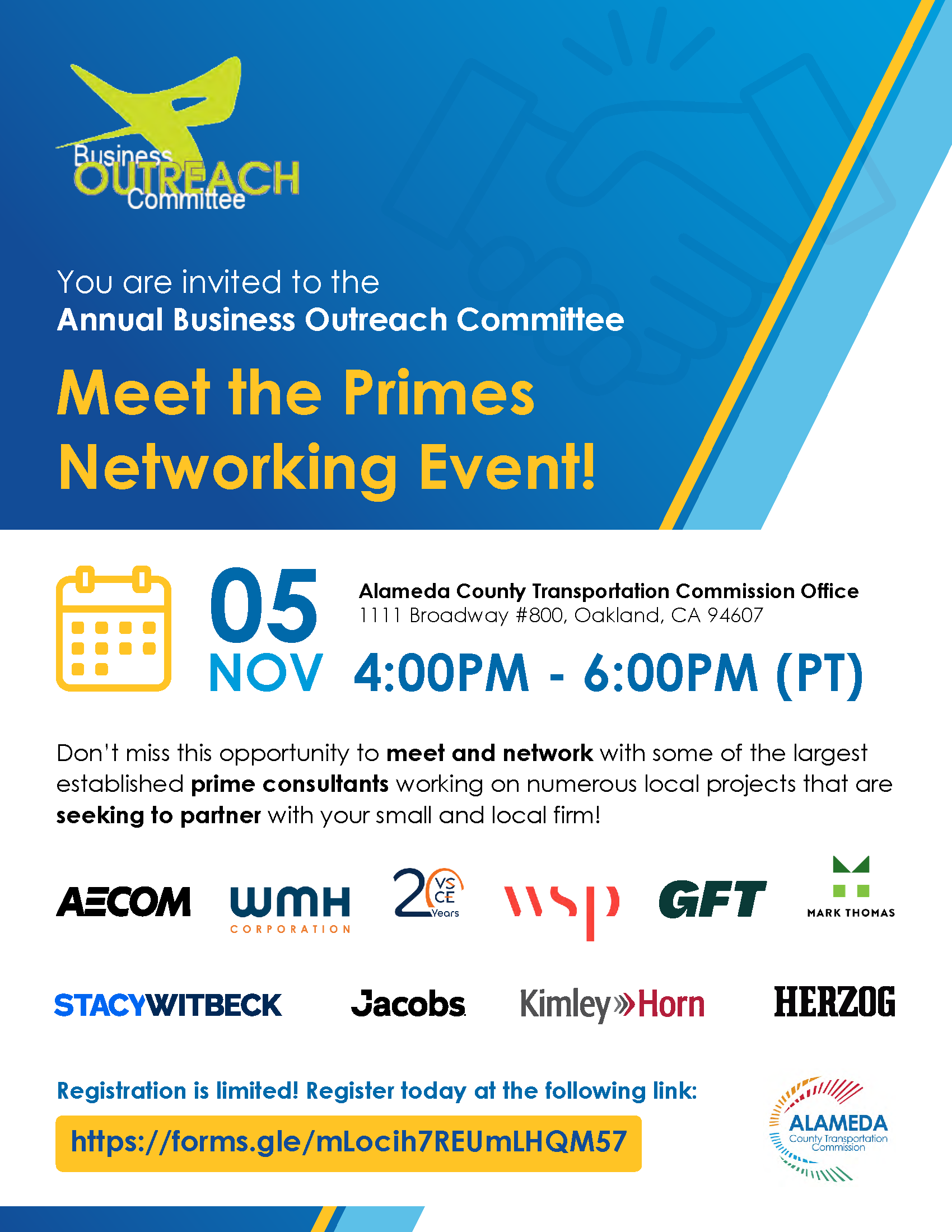 Flyer for Business Outreach Committee networking event